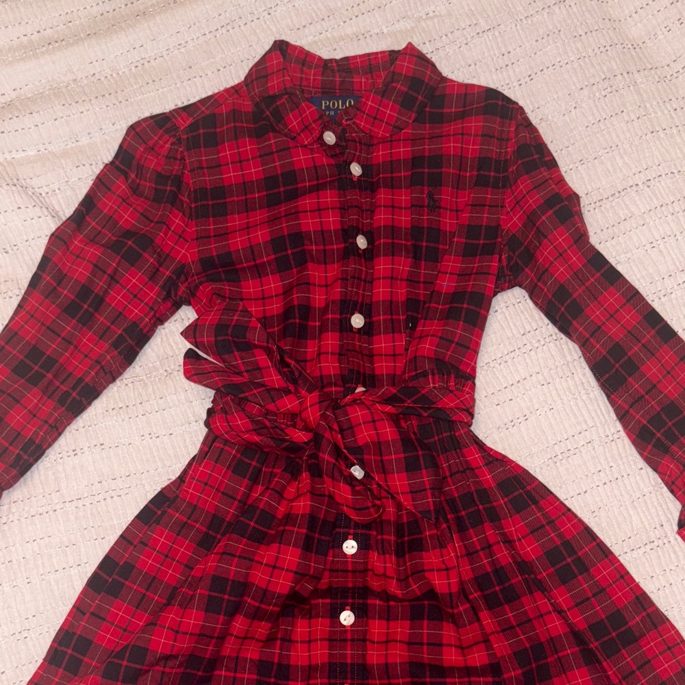 Polo by Ralph Lauren Kids Red and Black Plaid Dress size 4 perfect condition